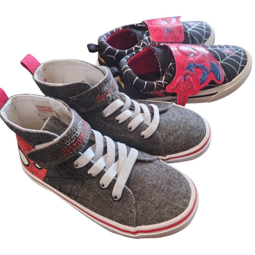 Marvel Spider-Man Toddler Boy's Size 9.5 & 10 Black Red Hi-Top Sneakers NEW